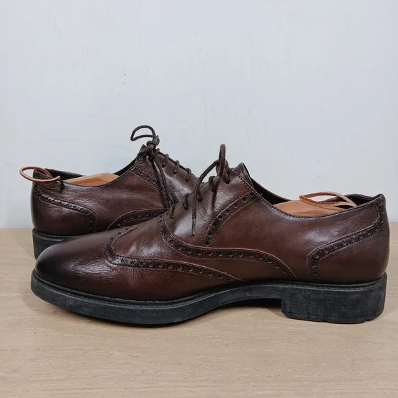 Pikolinos Oxford Shoes Mens 12 Leather Lace Up Brown Comfort Academia Business